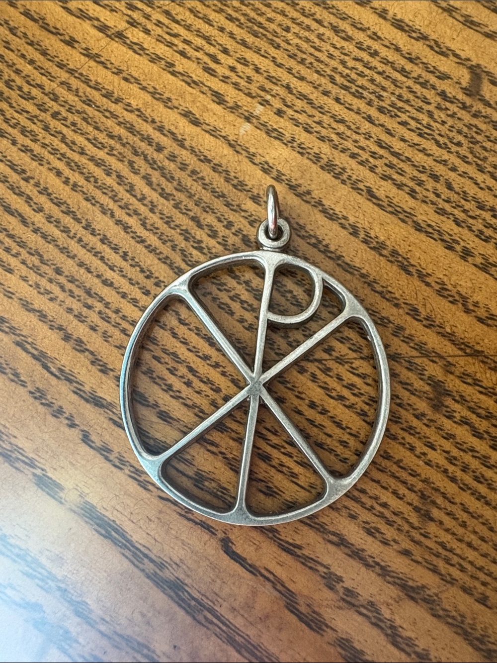 Vintage Mid-Century Antaya Co Sterling Silver Chi Ro Christian Pendant
